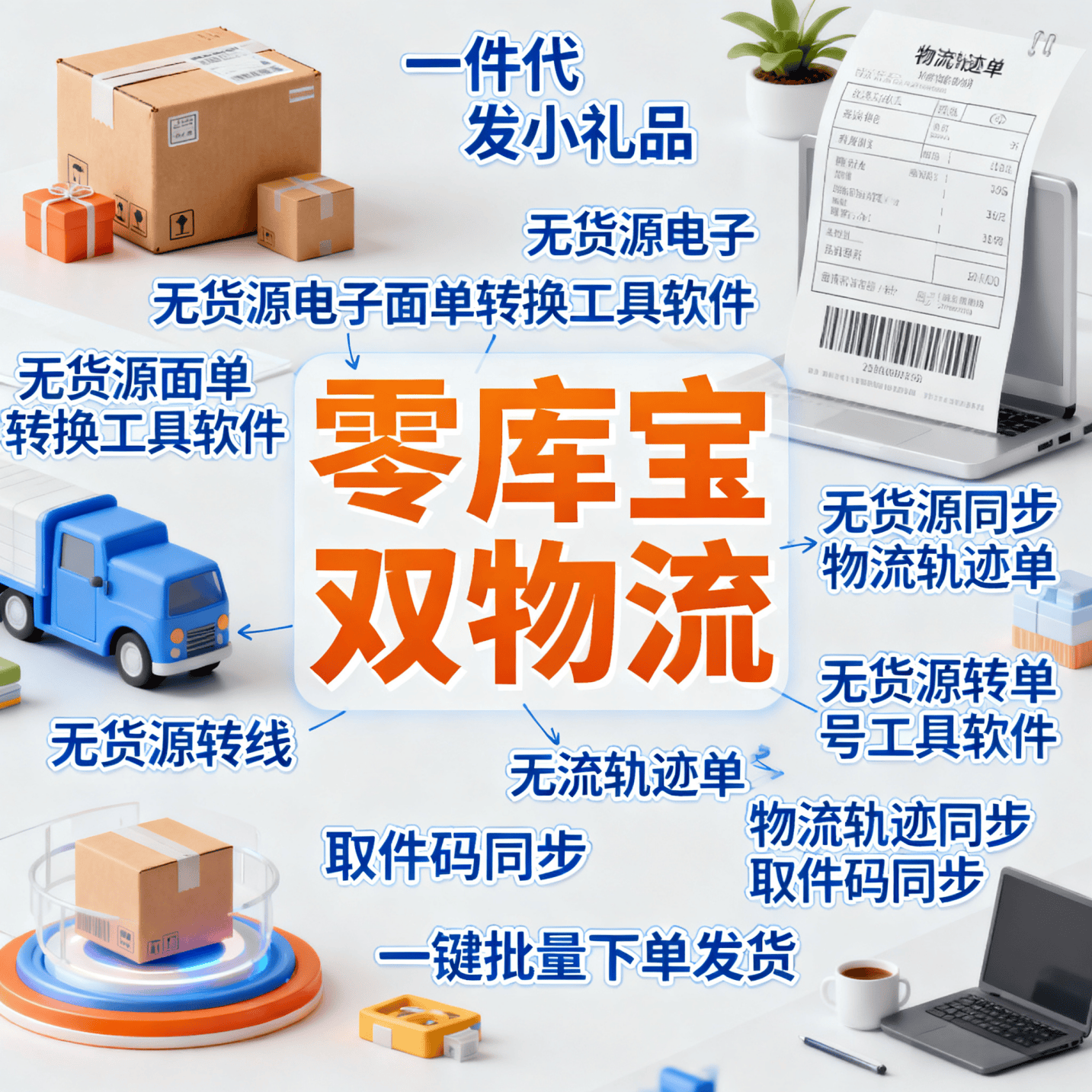 一件代发小礼品_双物流_无货源面单转换同步物流_双物流同步单_中转仓_转单号_双物流单号